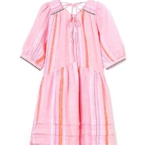 NWT Lemlem X H&M Pink Linen Mini dress Sz Large